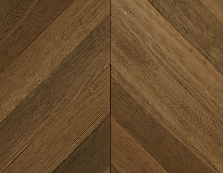Sepia Fired Oak Chevron Flooring