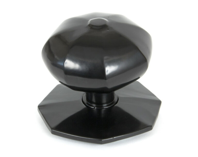 Octagonal Centre Door Knob - Black