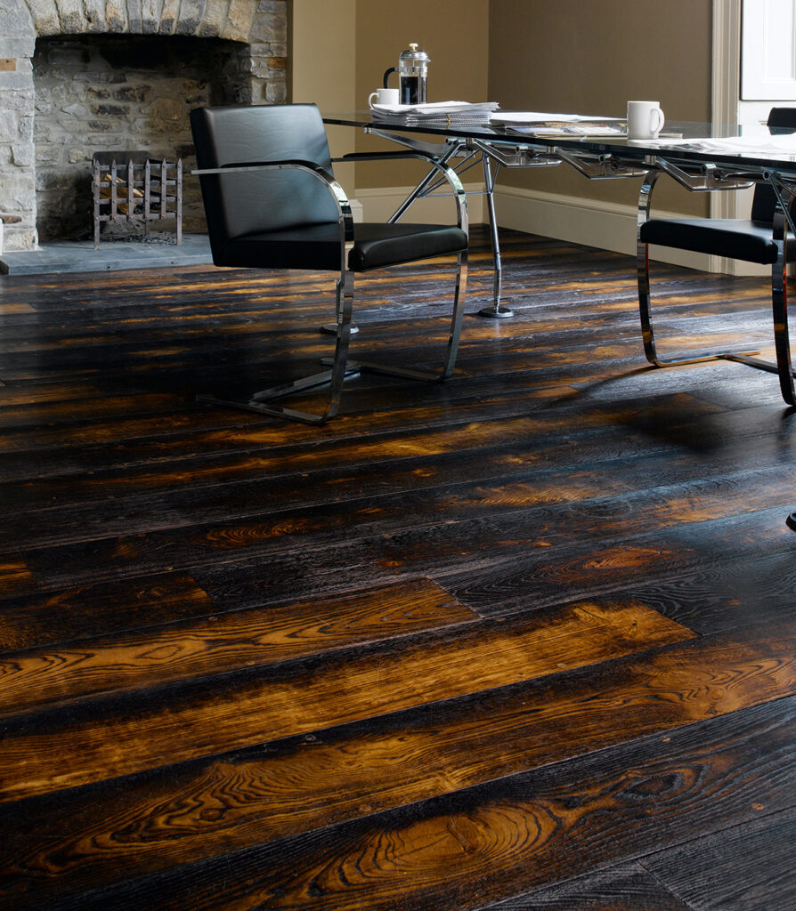 Burnt effect oak wood flooring by Broadleaf Timber