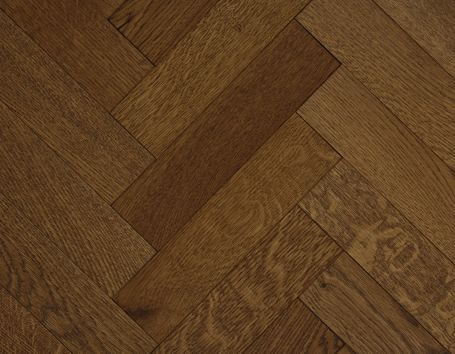 Rich engineered oak parquet floor by Broadleaf Timber with added texture