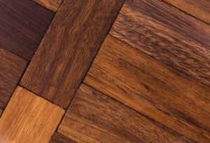 Dark parquet block flooring